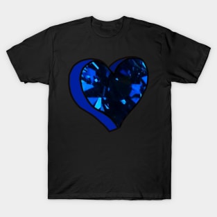 Cool Blue Sapphire Love Heart T-Shirt